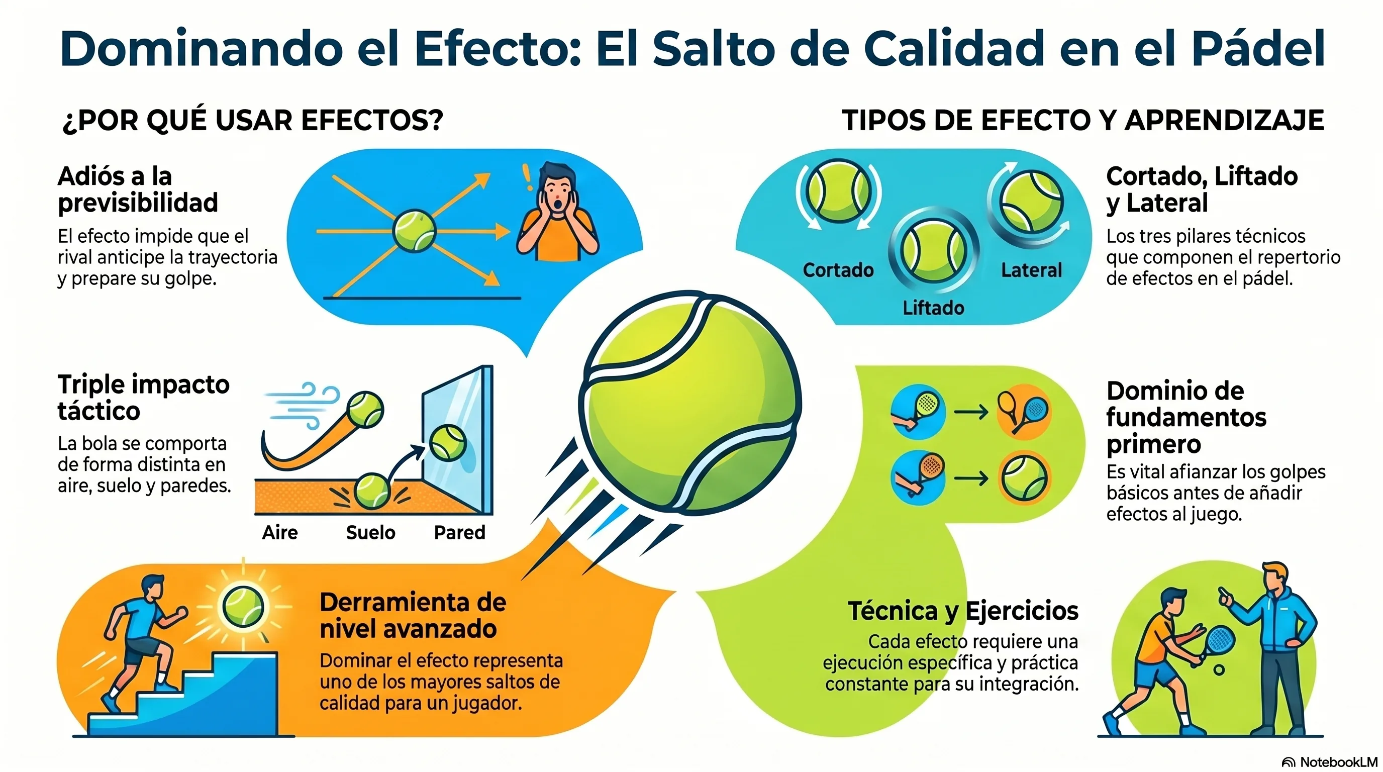 Cómo dar efecto a la bola en pádel: cortado, liftado y lateral.